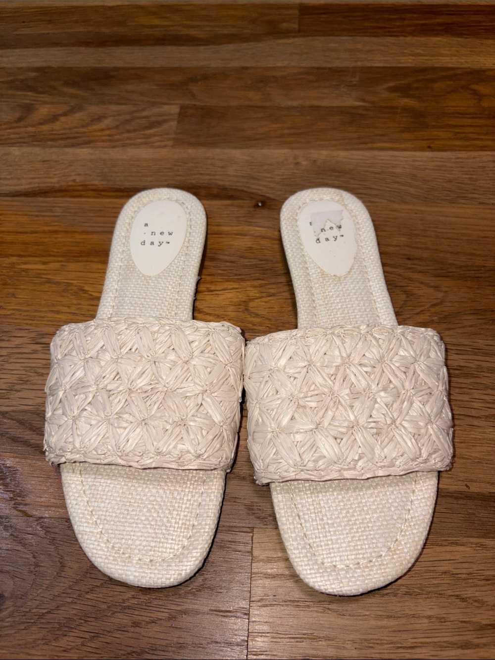 A NEW DAY  Cream Woven Slide Sandals with Braided Strap